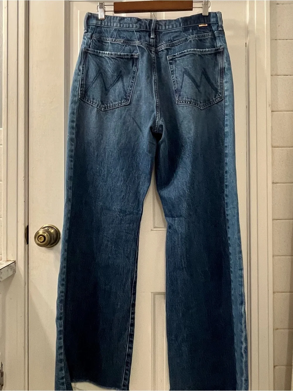 MOTHER The Tux Sidestepper Sneak Fray Wide Leg Jeans Size 30 Double Take